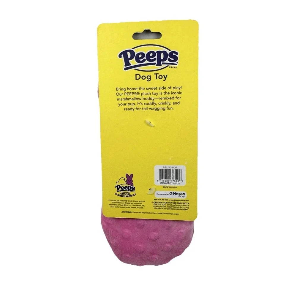 Peeps Bunny Dog Plush Squeaker Toy Pink Easter Gift Toy New